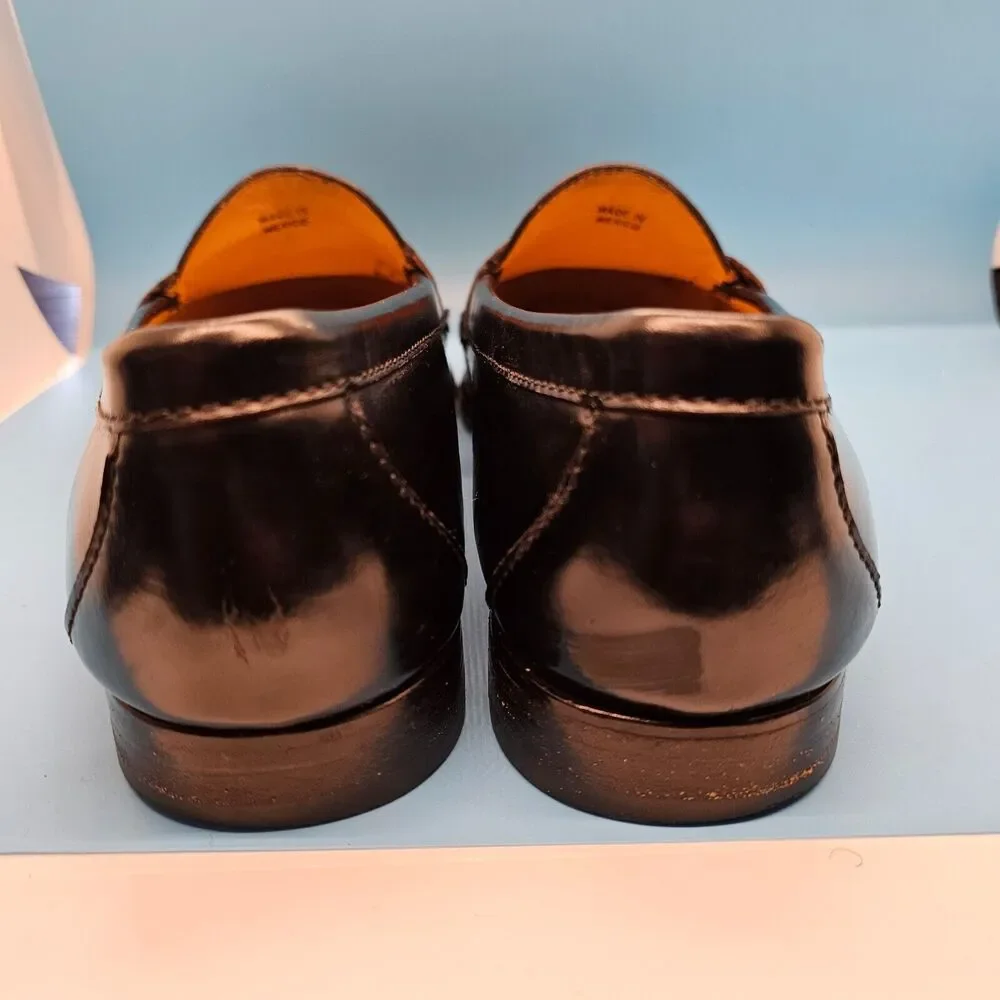VTG Cole‎ Haan Mens Sz 9.5 E Pinch Tassel Loafer Shoes Black Dress Shoes 2673